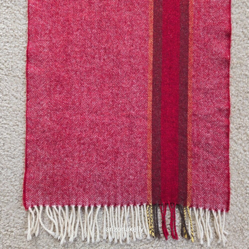 NWOT Wool Herringbone Burgundy Scarf with Big Stripe - Picture 7 of 13